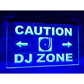 Caution DJ Zone Hanging Neon Sign