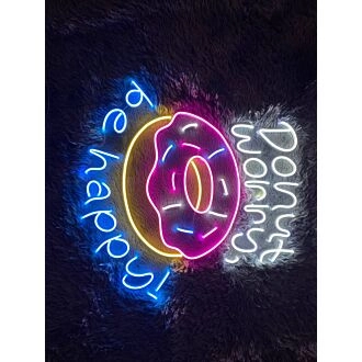 Brighten Your Bakery, Sweeten Your Home Decor, and Add a Glow to Parties with the Donut Worry Be Happy Led Neon Sign.