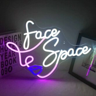 Face Space Line Art Neon Sign