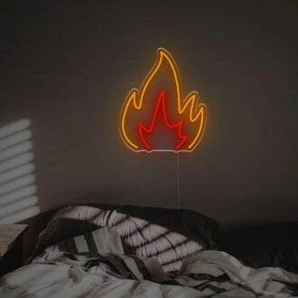 Brighten Your Space with Fire Flame LED Neon Sign: Perfect for Home Decor, Bars, and Festive Celebrations.
