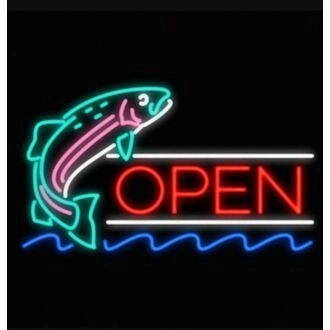 Fish Open Neon Sign for Restaurants and Seafood Lovers