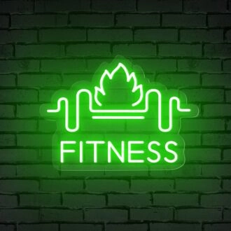 Elevate your gym, office, or sport-themed party ambiance with the Fitness Word Barbell Neon Sign.