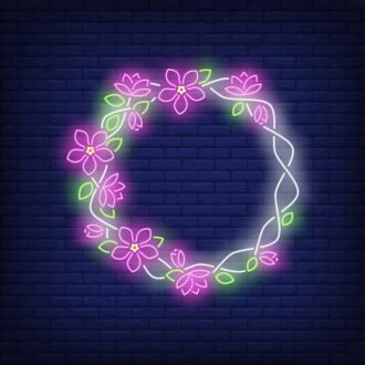Floral Round Frame Neon Sign