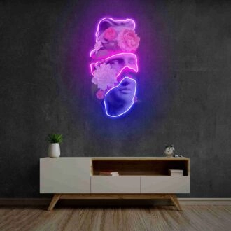 Brighten Your Spaces: Flowers In Head Led Uv Neon Sign for Enchanting Home, Office, and Event Ambiance.