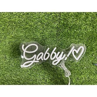 Brighten Up Your Wedding and Bar Ambiance with the Gabby With Heart Pink LED Neon Sign.