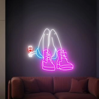 Brighten Up Your Space: Girl With Wine Led Neon Sign for Chic Home Decor, Vibrant Bars, and Memorable Wedding Celebrations.