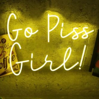 Go Piss Girl Yellow Neon Sign for Fun and Playful Spaces
