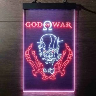 God of War Kratos Dual LED Neon Sign for Gaming Fans