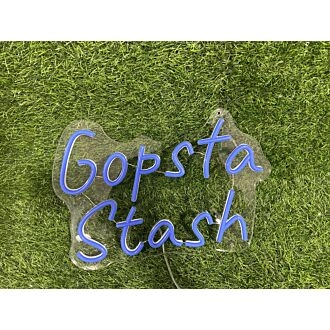 Brighten Up Your Space: Gopsta Stash Blue LED Neon Sign for Bars, Parties, and Home Decor Ambiance.