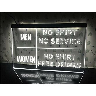 No Shirt No Service Funny Hanging Neon Sign
