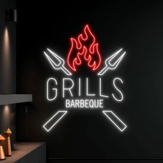 Brighten Up Your Deck or Man Cave with the Grills Barbeque Led Neon Sign - The Ultimate Custom Grill BBQ Neon Light for Outdoor Parties, Bars, and Home Decor.