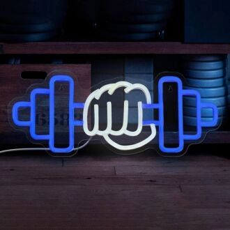 Gym Hand Holding Dumbbell Style 3 Neon Sign
