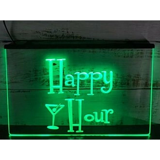 Happy Hour Martini Glass Hanging Neon Sign