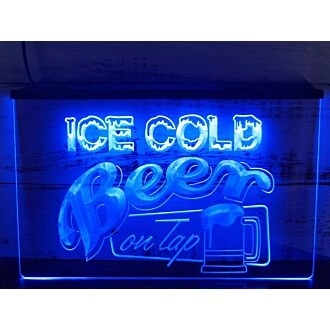 Ice Cold Beer on Tap Bar Hanging Neon Sign