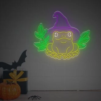 Brighten Up Your Halloween and Themed Parties with the Enchanting Halloween Fog With Wizard Hat LED Neon Sign for Home, Bars, and Event Decorations.