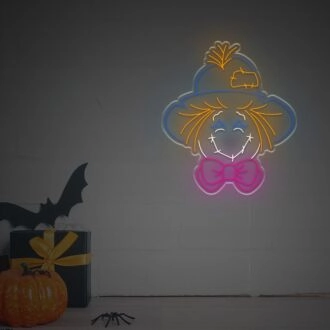 Add a spooky twist to your Halloween decorations at home, in the office, or at your themed bar with the Halloween Smiling Jack Straw LED Neon Sign.