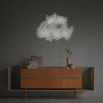 Brighten Up Celebrations: Happy Birthday With Candle LED Neon Sign for Parties, Home Decor, and Special Events