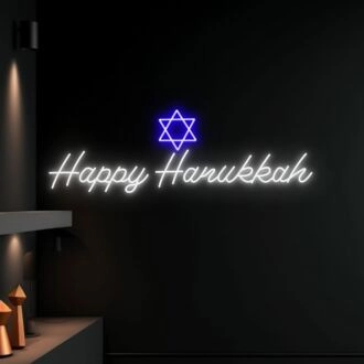 Brighten Your Festive Celebrations: Happy Hanukkah LED Neon Sign for Home Decor, Office, and Holiday Parties