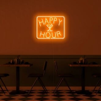 Happy Hour Neon Sign for Bars and Social Spaces