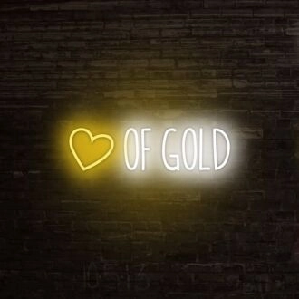 Heart Of Gold Neon Sign perfect for romantic and elegant decor