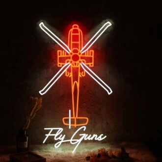 Helicopter By Fly Guns Neon Sign for Aviation Enthusiasts