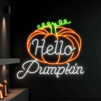 Brighten Your Autumn Celebrations: Perfect for Home, Office, or Store Decor with the Hello Pumpkin Led Neon Sign Hello Fall Neon Led Sign Thanksgiving Hanging Led Neon Sign.