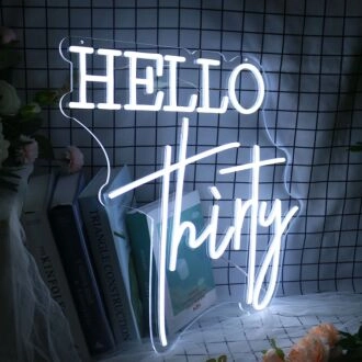 Hello Thirty Neon Sign for Birthday and Celebratory Spaces