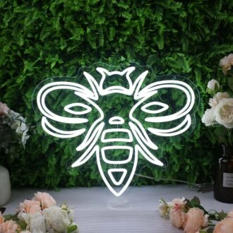 High Detailed Bee White Neon Sign