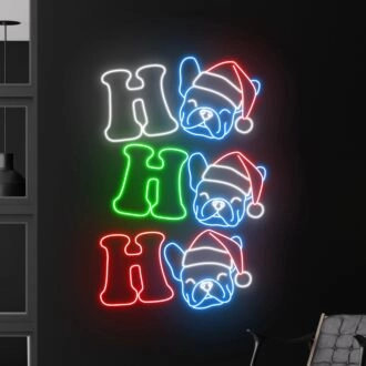 Brighten Your Holiday Festivities and Spaces: Hohoho Bulldog Christmas Led Neon Sign, Perfect for Home Decor, Bars, and Christmas Parties