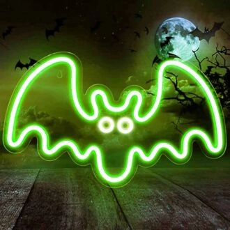 Playful Halloween Bat Neon Sign