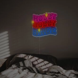 Enhance Your Holiday Spirits: Perfect for Christmas Decor, Office Celebrations, and Festive Parties with Holly Jolly Babe LED Neon Sign.