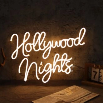 Hollywood Nights Neon Sign for City and Nightlife Decor
