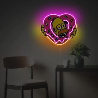 Brighten Your Bar or Man Cave with Homer Simpson Eating Donut LED Neon Acrylic Artwork - Perfect for Home Decor and Parties.