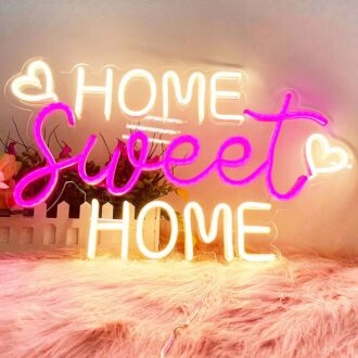 Use the multicolor Home Sweet Home neon sign to spruce up your love nest