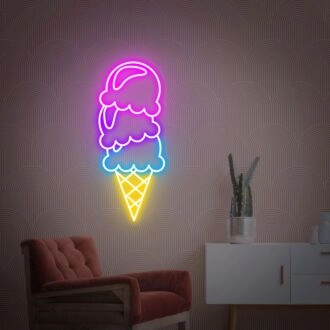 Ice Cream Pink LED Neon Sign Ice Cream Party Wall Decor for Sweet and Fun Spaces