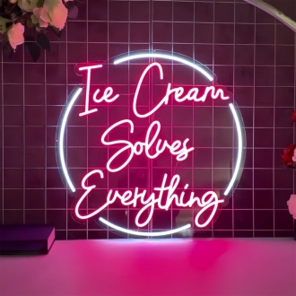 Sweet Serenity Ice Cream Solves Everything Neon Sign