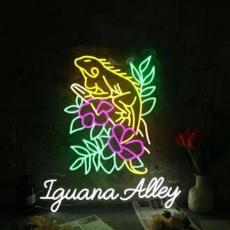 Iguana Alley Neon Sign for Animal and Whimsical Decor