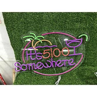 Enhance your bar, man cave, or weekend gatherings with the 'It's 5 Pm Somewhere Party LED Neon Sign' - Perfect for any festivity!