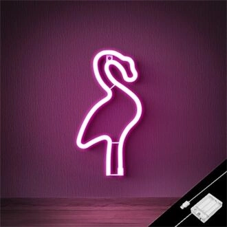 Beleuchten Sie jede festliche Gelegenheit oder eine gemütliche Ecke: Tropisches Flamingo Pink LED Neon Schild für Bars, Hochzeiten und Wohnkultur.