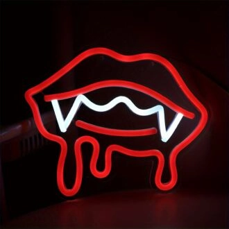 Erhellen Sie Ihre Bar, Ihr Schaufenster oder Ihre Halloween-Party mit dem LED-Wand-Neonschild "Vampir-Lippen".