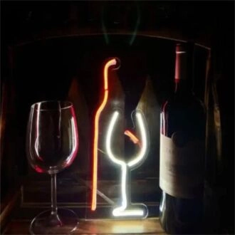 Verschönern Sie Ihre Bar, Ihren Essbereich oder Ihr Hochzeitsambiente mit LED-Neonglas-Weinschildkunst.