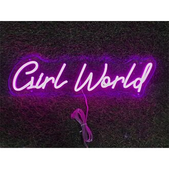 Brighten Your Spaces: Girl World For Wall Decor LED Neon Sign, Perfect for Home, Bars, and Festive Celebrations