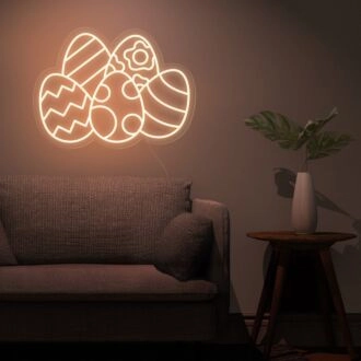 Beleuchten Sie Ihre Osterfeierlichkeiten und Dekoration: Bunte Eier Ostern Neonzeichen für Zuhause, Schaufenster und Frühlingsveranstaltungen.