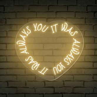 Brighten Your Wedding and Home Ambiance with the "It Was Always You Words Heart" Neon Sign
