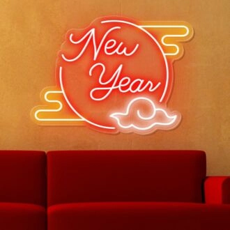 Bring the Glow to Your Celebrations and Spaces: New Year Clouded Moon Festive Neon Sign for Bars, Weddings, and Home Ambiance.