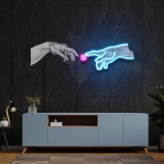 Beleuchten Sie Ihren Raum: Hand Love LED UV Neonschild für romantische Stimmung in Wohnzimmern, Bars und bei Hochzeiten.
