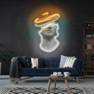 Erhöhen Sie Ihren Raum: In Gesicht gerichtetes UV-Neonzeichen für schicke Wohn-, Büro- und moderne Barumgebungen.