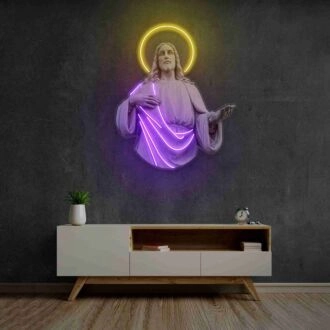 Erhellen Sie Ihren spirituellen Raum: LED-UV-Neonschild von Jesus Christus, perfekt für Wohnkultur, Büroheiligtümer und inspirierende Wandkunst in modernen Wohnzimmern.