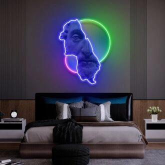 Brighten Your Space: Versatile Man Statue Led Uv Neon Sign for Home Decor, Office Elegance, and Modern Living Room Ambiance
