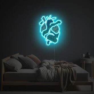 Verleihen Sie Ihrer Bar, Ihrem Schlafzimmer oder Ihrer Hochzeit einen leuchtenden Touch mit Ice Human Heart LED Neonkunsstoffkunstwerk.